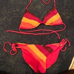 Striped string bikini, size M